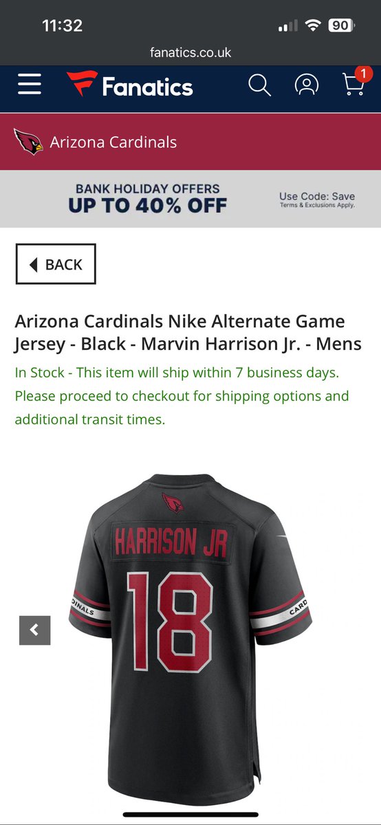 drchave's tweet photo. @BoBrack @JohnnyVenerable @PHNX_Cardinals 

A bit of sweet baby Marv jersey watch update from the UK… not sure if it’s a glitch or a sign of things to come… 😍 https://t.co/HnReJmNlwM