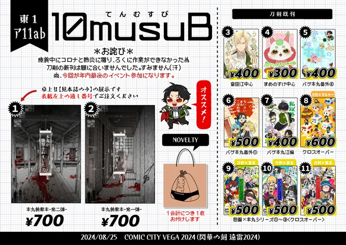 大変お待たせしました。
明日の閃華遠雷のお品書きです。 (1/2) 