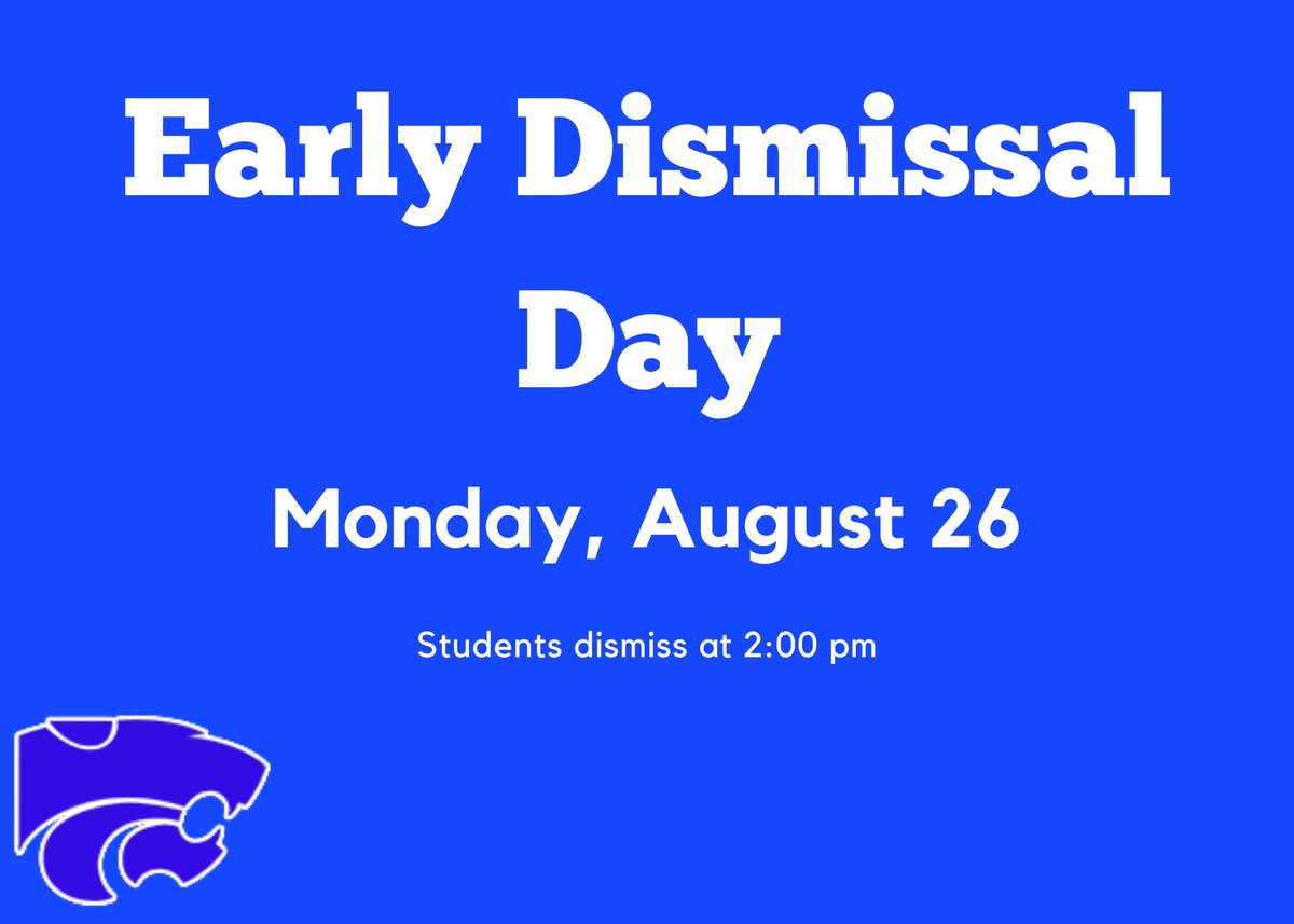 Monday is an early dismissal day- students are dismissed at 2:00 pm.