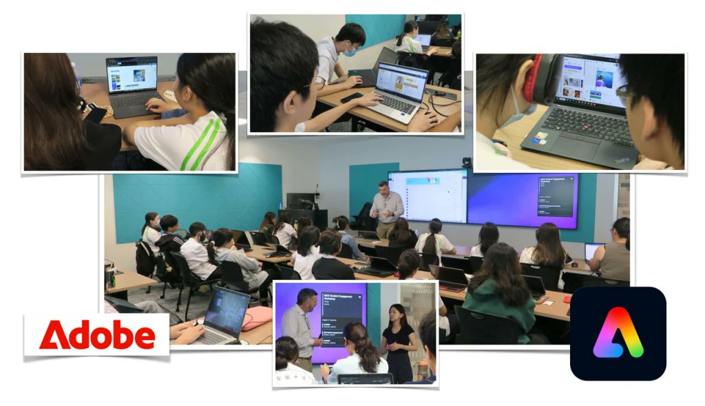 timkitchen's tweet photo. This week, I worked with about 100 students from 5 schools who visited the Adobe Singapore office for some special Adobe Express digital literacy & creativity sessions - https://t.co/03sCj6InG5 #AdobeEduCreative #aussieED #edchat #eLearning #FutureFocusedLearning #adobeexpress https://t.co/SoRzKXHWnP