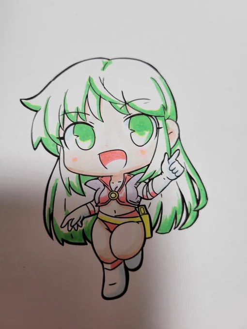 過去絵の線画を塗り絵にして遊んでる これはタイムギャルのレイカさん