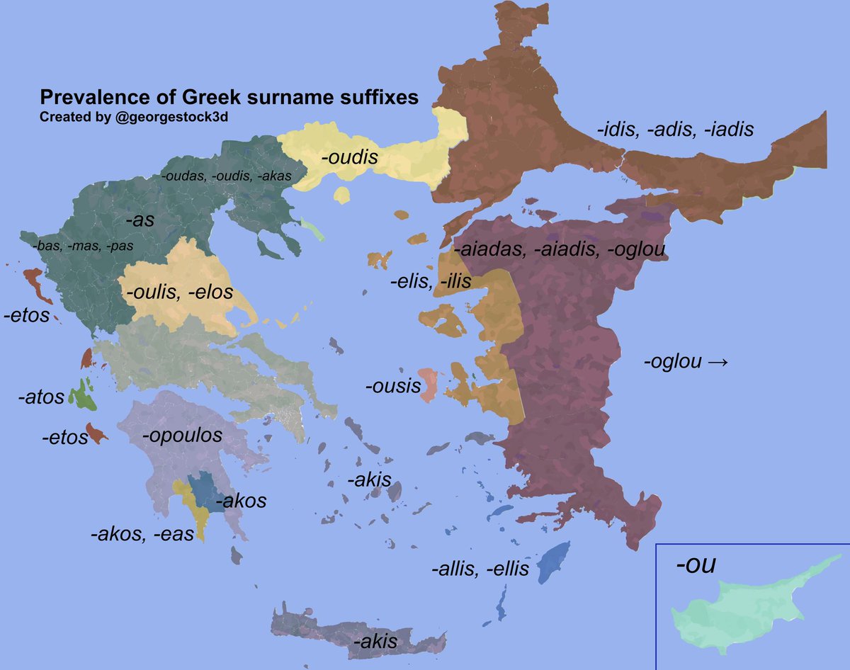 alexsakalis's tweet photo. Map of Greek surname suffixes https://t.co/cjVL5FluT4