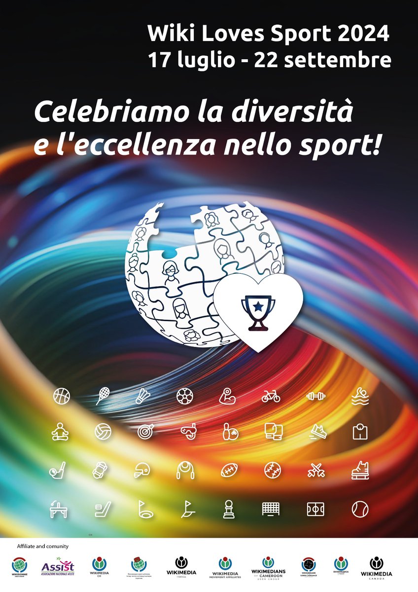 WikiLovesSport's tweet image. 📣 La campagna #WikiLovesSport, ideata da @WikiDonne nel 2019 per aggiungere in @Wikipedia e altri progetti @Wikimedia contenuti riguardanti donne e diversità nello sport🧑🦽coinvolge 60 partecipanti, 12 lingue, 13 affiliati e @Assist_Italy come partner 👉 w.wiki/AYQJ