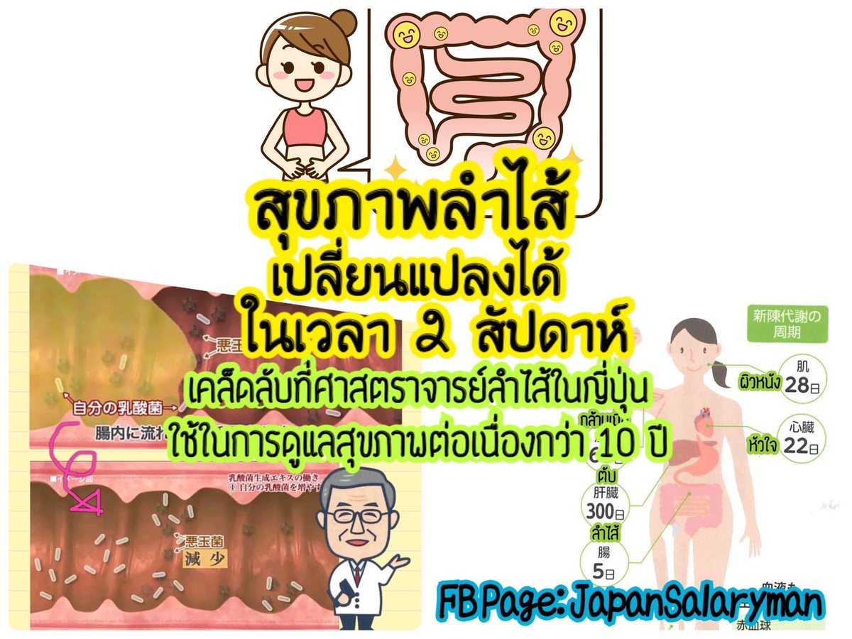 JapanSalaryboom's tweet image. คุณหมอญี่ปุ่นเผย!สุขภาพลำไส้แก้ให้ดีขึ้นได้ ใช้เวลาประมาณ 2สัปดาห์ ฉะนั้นใครรู้สึกว่ามีปัญหาร่างกายใดๆที่อาจเกิดมาจากสุขภาพลำไส้ไม่ดี เช่น ท้องผูกเรื้อรัง ผิวพรรณหมองคล้ำ ภูมิแพ้ไม่ยอมหาย รู้สึกร่างกายอ่อนแอเพราะภูมิคุ้มกันอาจไม่ดีแล้วเริ่มแก้ไขได้เลยนะเพียงรู้จักวิธีการดูแลลำไส้