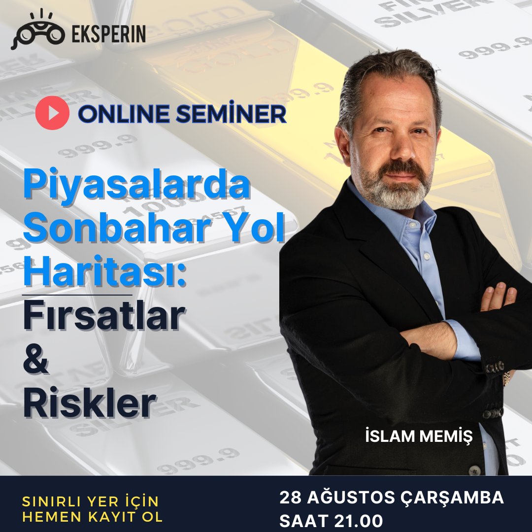 📢 Finans analisti <a href="/islammemiss/">İslam MEMİŞ</a> canlı anlatımıyla gerçekleştireceğimiz webinar ile ilgili detaylı bilgi ve sınırlı yerlere kayıt için 👉 webinar.eksperin.com/sonbaharda-piy…
#EKONOMİ #finans #dolar #altın #faiz #enflasyon