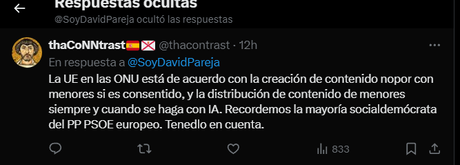 loschepitos's tweet photo. Que tmb te digo si el señor critica las aberraciones que dicen en los comentarios del tiktok y después oculta las respuestas de otra persona diciendo las barbaridades que están imponiendo la UE, se nota que no te interesa que hablen de tu partido político o ideología. https://t.co/6NNGc2mLp0