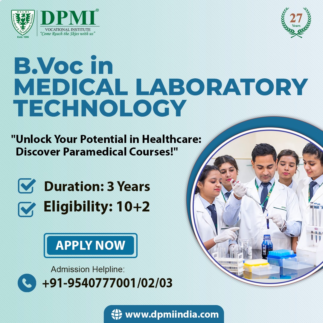 dpmi_india's tweet image. DPMI offer Bachelor Degree and Diploma in Medical Laboratory Technology (MLT) with expert faculty.
Visit : dpmiindia.com/medical-labora…
#MedicalLabTechnicianCourse #MLTCourse #BVocinMedicalLabTechnician #DiplomainMedicalLabTechnician #BachelorinMedicalLabTechnician #DegreeinMLT