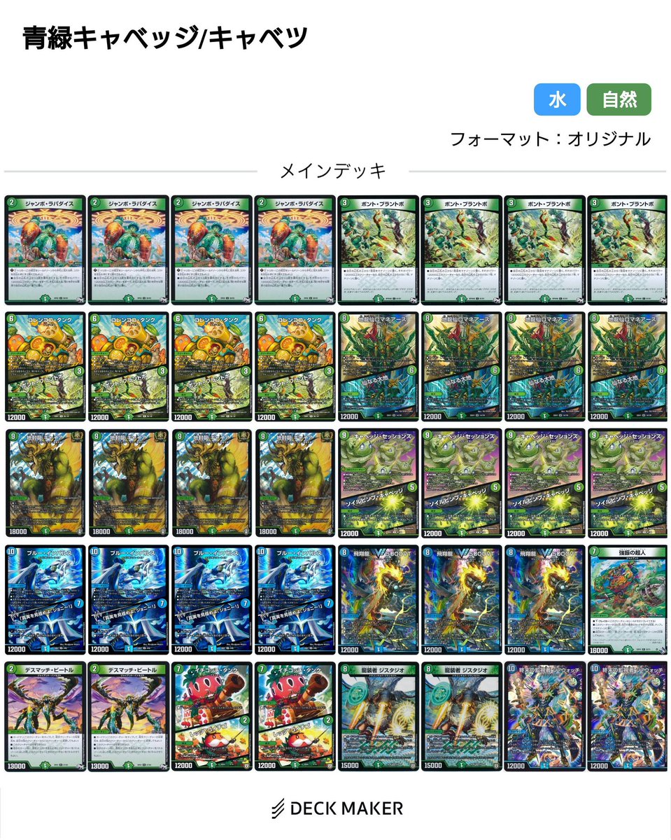 超CS広島本戦64負け 使用デッキ:青緑キャベッジ 今回はファイアー