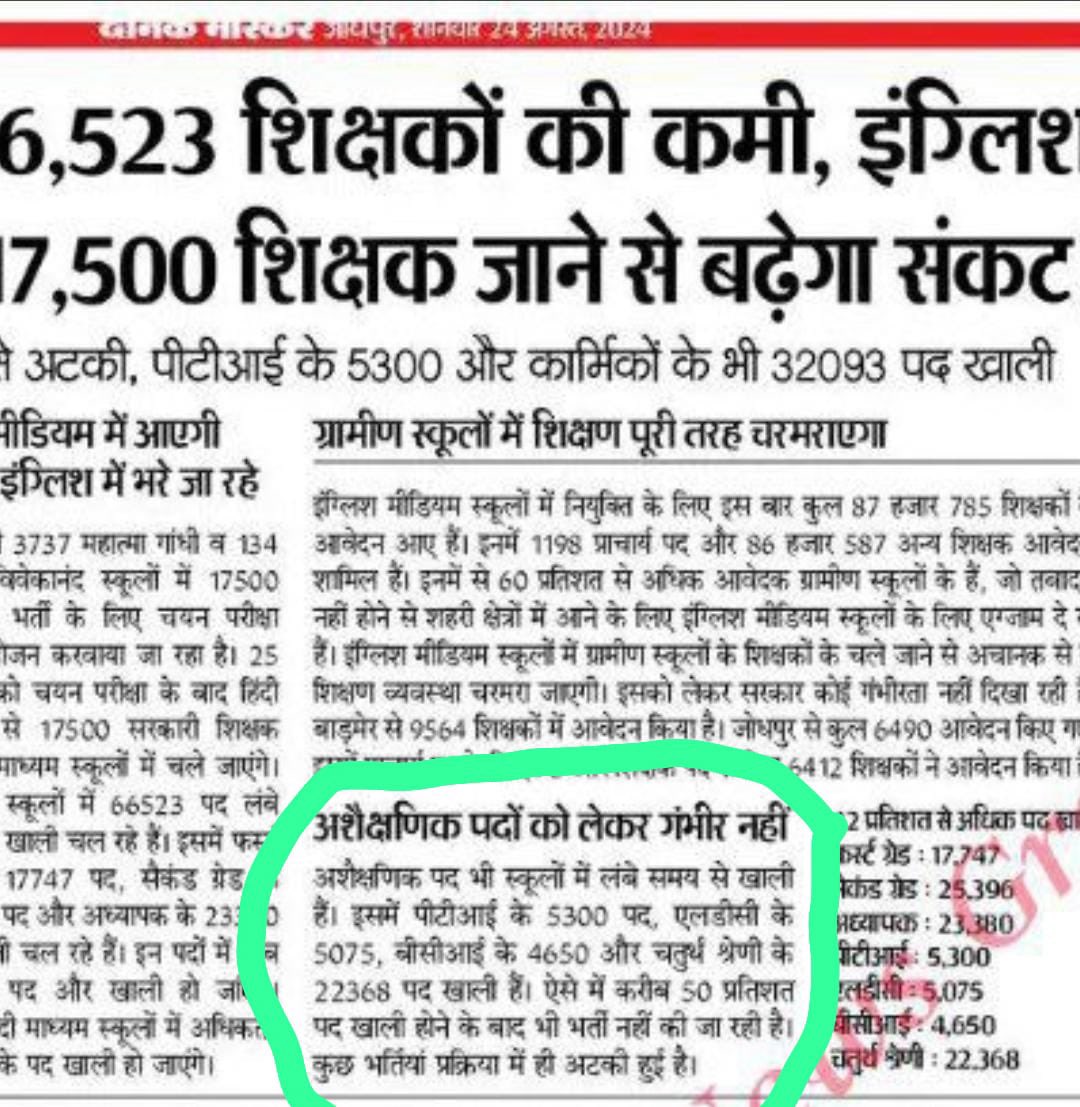 msnaruka100's tweet image. @DainikBhaskar ये क्या लेख छापा है,बीसीआई एक अशैक्षणिक पद है। आप शिक्षा विभाग से कन्फर्म करिये बीसीआई के बारे तब आपको पता लगेगा शैक्षणिक है या अशैक्षणिक 🤦🏻‍♂️
वैसे मे बीसीआई का जॉब चार्ट अटैच कर रहा है कृपया इस पर गौर फरमाइए 
@vinodmittal9 @pantlp @manojpehul