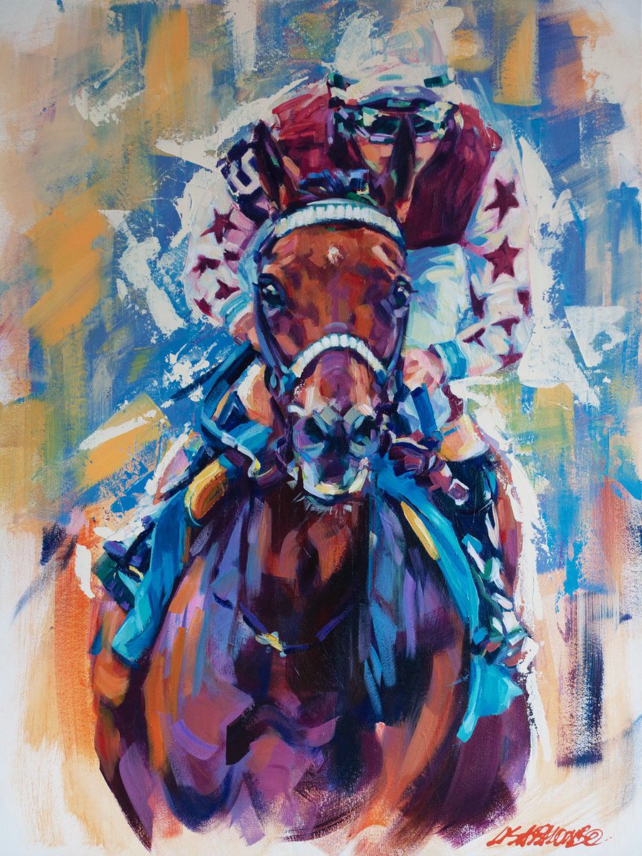 lisapalomboart's tweet photo. Wishing all a great and safe #Travers race today! Watch our filly the grizzly 🐻 lead the boys. #ThorpedoAnna #nyra #Saratoga #fillypower https://t.co/j4Olgi1p9L