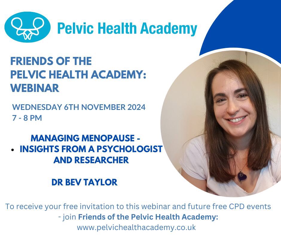 And we also have a free online CPD event on the evening of 6 November.
Sign up as a Friend of the Pelvic Health Academy via our website &amp; we’ll send you an invite.

#menopauseforhealthprofessionals #pelvichealthcpd #osteopathycpd #physiocpd #pelvichealthacademy