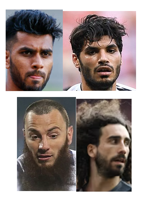 Sunnymica's tweet photo. "Arabisch aussehender Mann"?

"Stell dich nicht so blöd an, du Bahnhofsklatscherin. Weiß doch jeder, wie Araber aussehen."

Welcher ist es?

Eine Auswahl aus Fußballspielern. 
Nur einer ist aus einem arabischen Land, die anderen sind Bio-irgendwas, aber nicht arabisch. https://t.co/iQxXGKOQzE