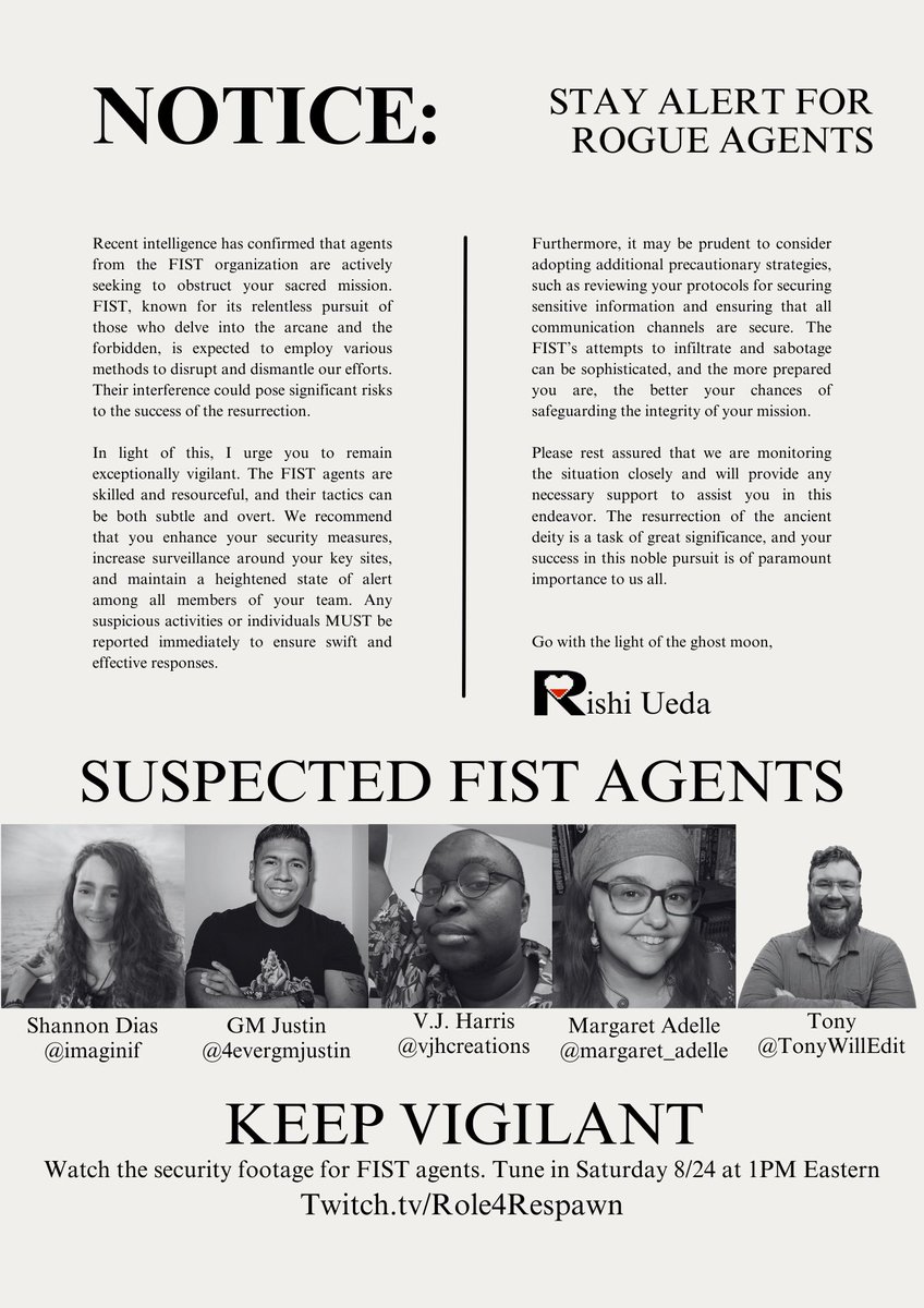 Today on The One-Shot Wonderarium!
<a href="/imaginif/">Shannon Dias, CPC</a> <a href="/vjhcreations/">V.J. Harris 🍉</a> <a href="/4evergmjustin/">GM Justin</a> and <a href="/TonyWillEdit/">Tony Williams</a> play FIST (Freelance Infantry Strike Team). It's a paranormal mercenary #TTRPG we're running in the style of Burn Notice.