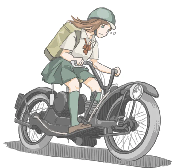 朝が苦手すぎて居眠り運転寸前の女子です。 (Ner-A-Car)【再掲】 #バイクJK #イラスト
