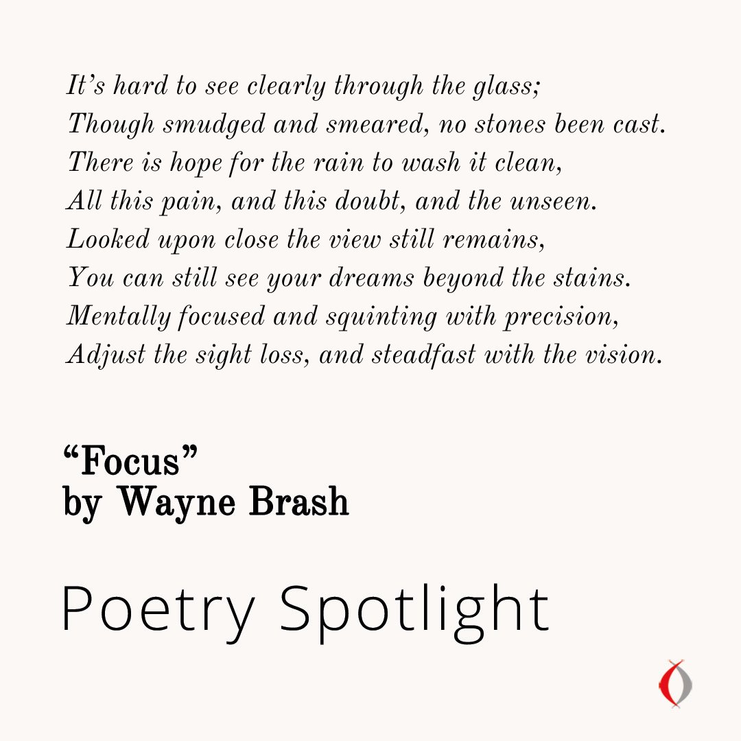 Our Poetry Spotlight this time is "Focus", from Wayne Brash's collection EVERYTHING FOR SOMEBODY.

Available in paperback: ow.ly/c12k50T4JGx