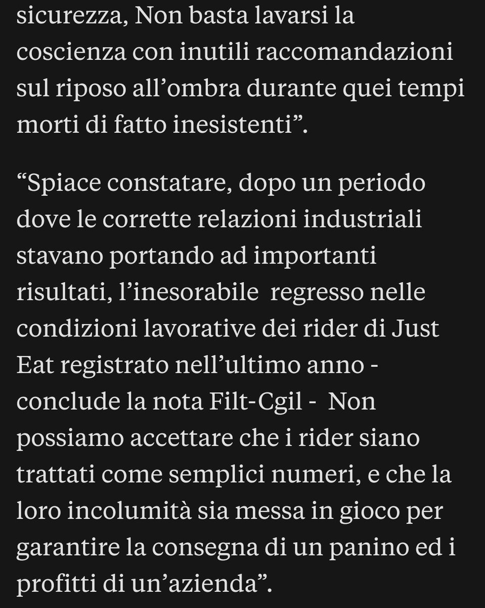 Gli #algoritmi non considerano le pause obbligatorie dei #fattorini: Che siano tra una consegna ed un’altra oppure durante lo svolgimento delle stesse, sono fondamentali per riposarsi, reidratarsi e prevenire malori o incidenti.

#CicloFattorini #Riders #Lavoro #Salute #Sicurezza