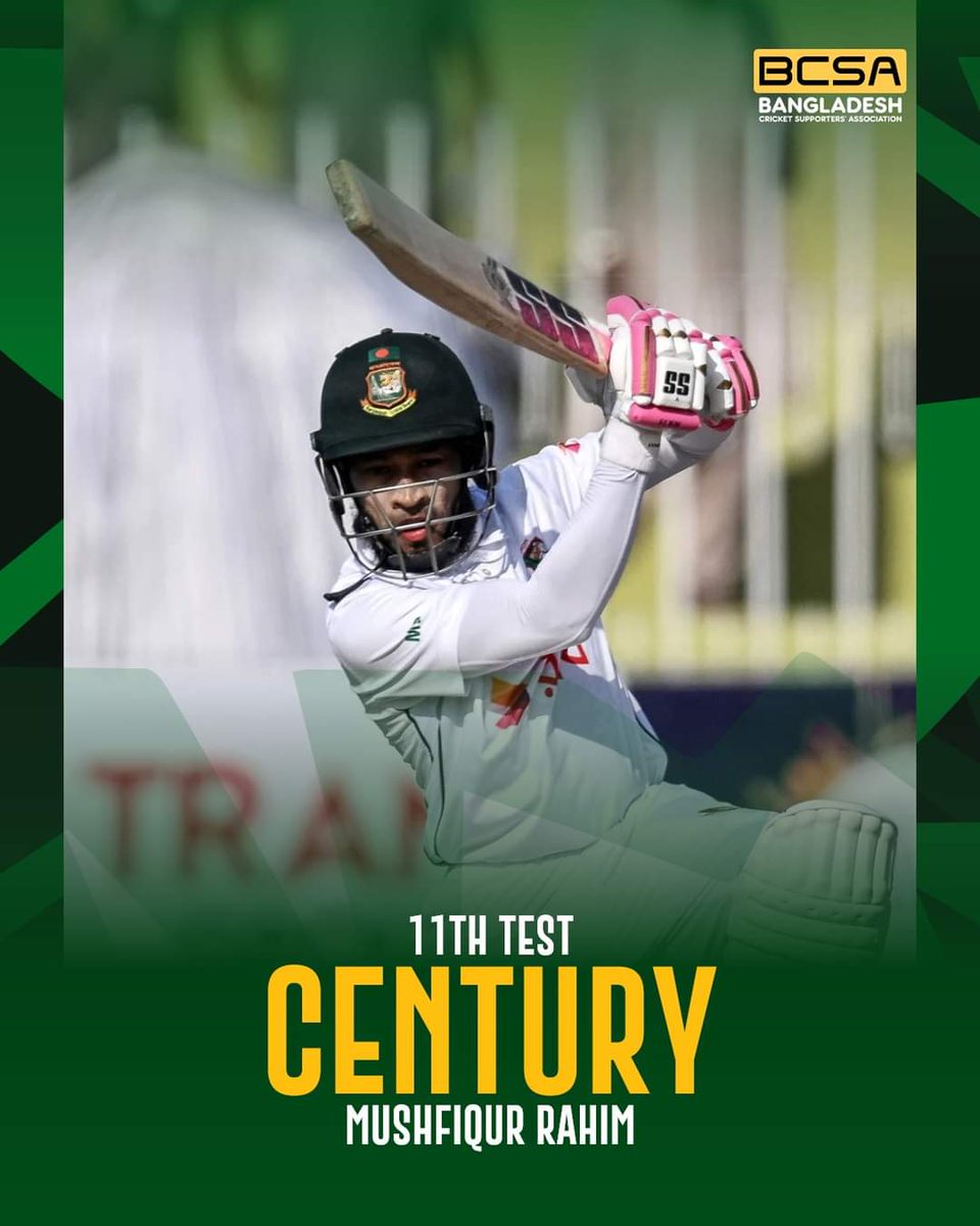 BCSA_Tigers's tweet image. 11th Test Century for Mushfiqur Rahim! 

#BANvsPAK #1stTest #BCSA