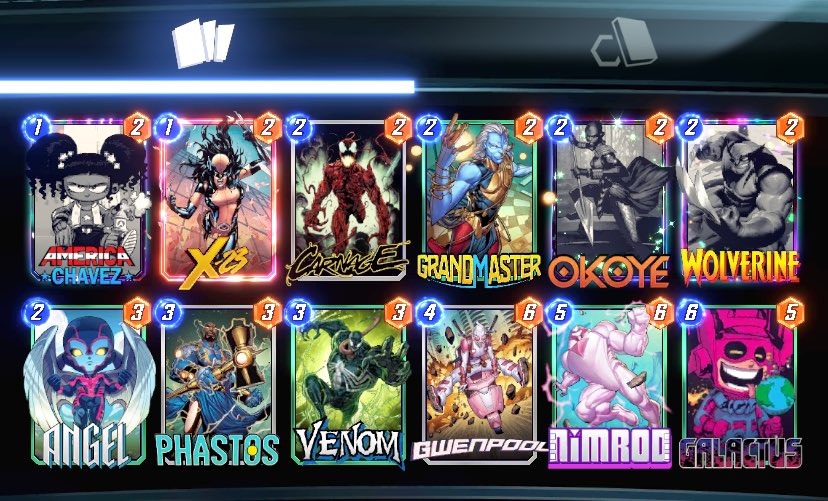 kirklandisgood's tweet photo. Just got an inf ticket with my favorite destroy deck I ever created.Saw Angels buff and knew i had to maximize his potential.THIS DECK IS SO GOOD IM SO SERIOUS. The fact that Angel is guaranteed is so good and Galactus can get so big with the buffs its insane. TRY IT !!! https://t.co/RwpRYfPeXI