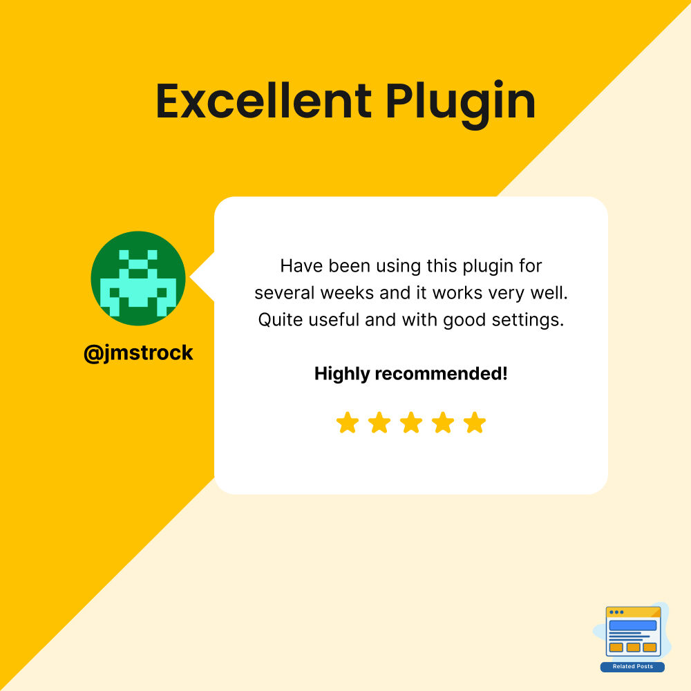 wpbrigade's tweet image. ⭐️⭐️⭐️⭐️⭐️ &quot;Excellent plugin!&quot; The Related Posts Thumbnails Plugin for WordPress enhances user engagement effortlessly. - Satisfied User

Read the full review 👉 bit.ly/4cEs04o

#WordPress #RelatedPosts #UserEngagement #5StarReview #PluginFeedback