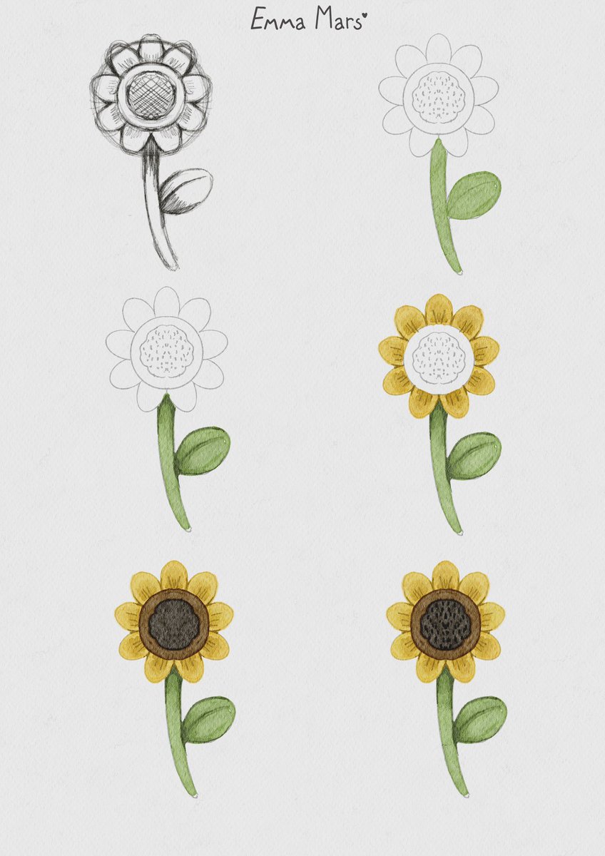 emma_mars_'s tweet photo. How to draw a sunflower 🌻 #draw #drawingart https://t.co/upUuuyjzGt