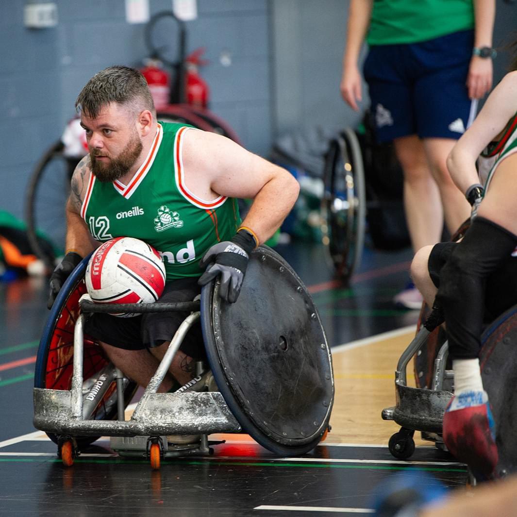 WheelsInGreen's tweet photo. Make sure to be watching @IrelandAMVMTV tomorrow, when the squad will be talking about Wheelchair Rugby and also putting on a demo too ♿️🏐🇮🇪
#WheelsInGreen https://t.co/JU1PiawQDp