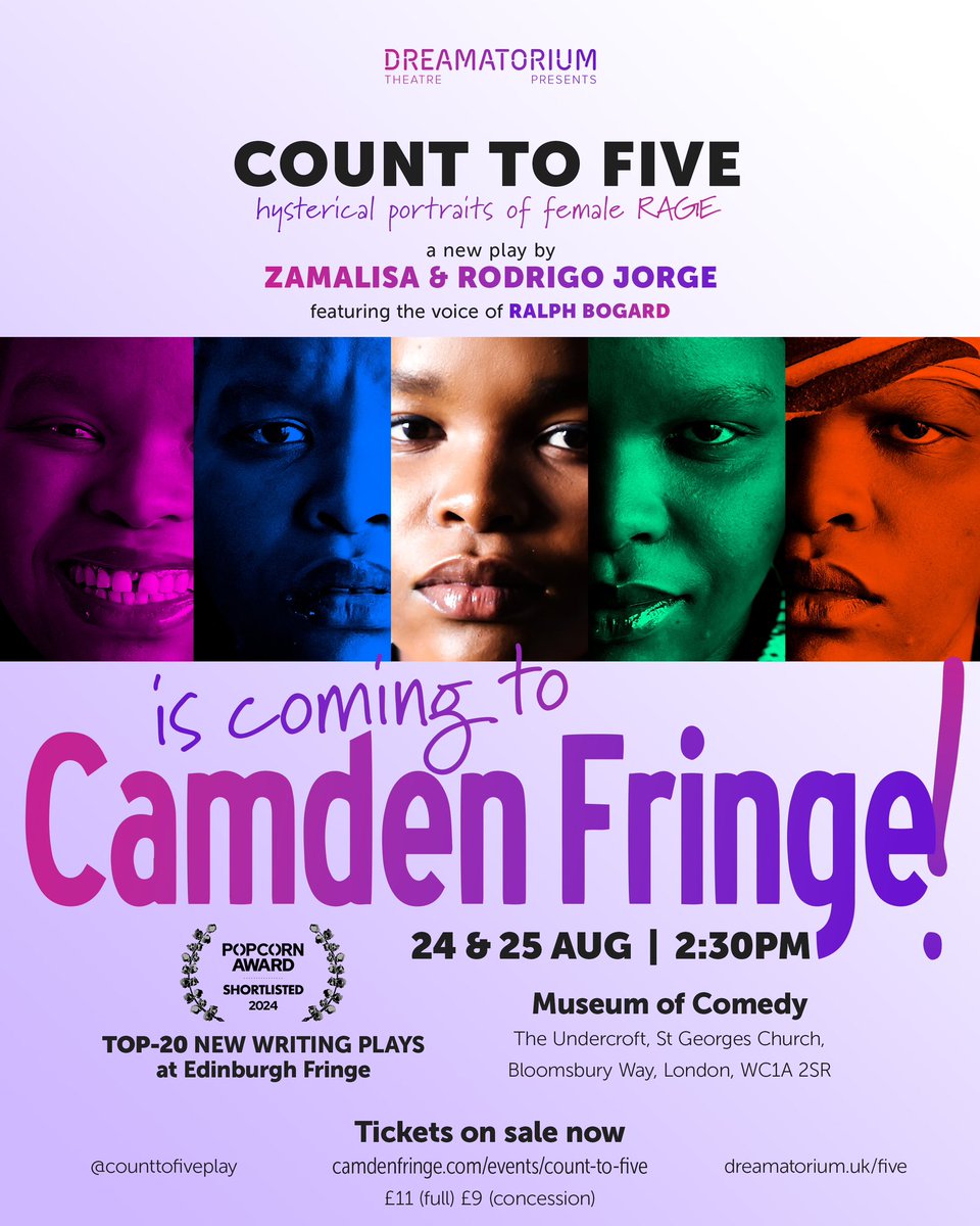 roddamn's tweet image. LAST CHANCE to watch the brilliant @Zamalisa in our award-nominated play at @CamdenFringe! With a special voice appearance by the one and only, god himself, @ralphbogard — @CountToFivePlay today and tomorrow 2:30pm @museumofcomedy