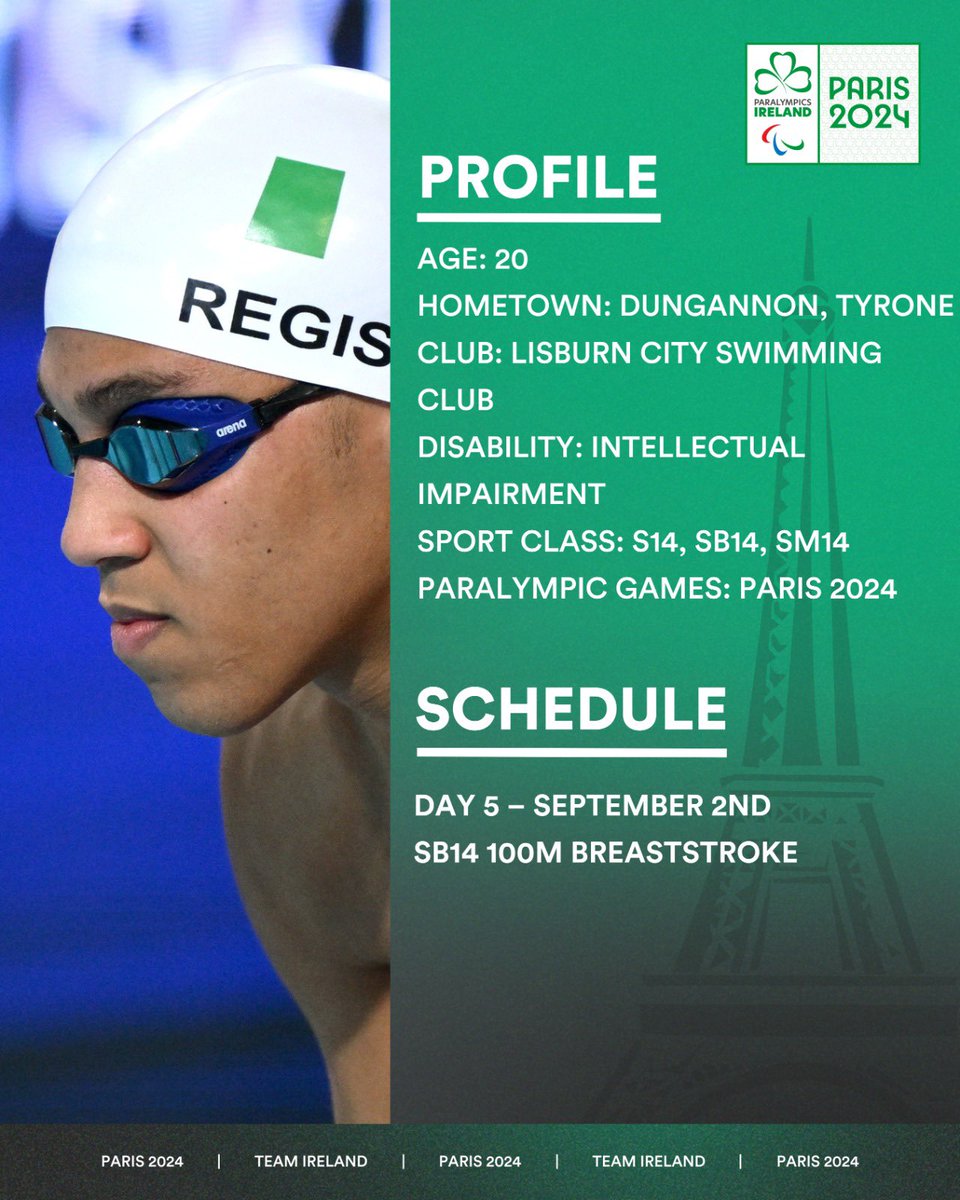 𝐌𝐄𝐄𝐓 𝐓𝐇𝐄 𝐓𝐄𝐀𝐌 | 𝐏𝐀𝐑𝐈𝐒 𝟐𝟎𝟐𝟒 𝐏𝐀𝐑𝐀𝐋𝐘𝐌𝐏𝐈𝐂 𝐆𝐀𝐌𝐄𝐒

𝐍𝐚𝐦𝐞: 𝐃𝐞𝐚𝐭𝐞𝐧 𝐑𝐞𝐠𝐢𝐬𝐭𝐞
𝐀𝐠𝐞: 𝟐𝟎
𝐇𝐨𝐦𝐞𝐭𝐨𝐰𝐧: 𝐃𝐮𝐧𝐠𝐚𝐧𝐧𝐨𝐧, 𝐓𝐲𝐫𝐨𝐧𝐞 
𝐂𝐥𝐮𝐛: 𝐋𝐢𝐬𝐛𝐮𝐫𝐧 𝐂𝐢𝐭𝐲 𝐒𝐰𝐢𝐦𝐦𝐢𝐧𝐠 𝐂𝐥𝐮𝐛 
𝐃𝐢𝐬𝐚𝐛𝐢𝐥𝐢𝐭𝐲: