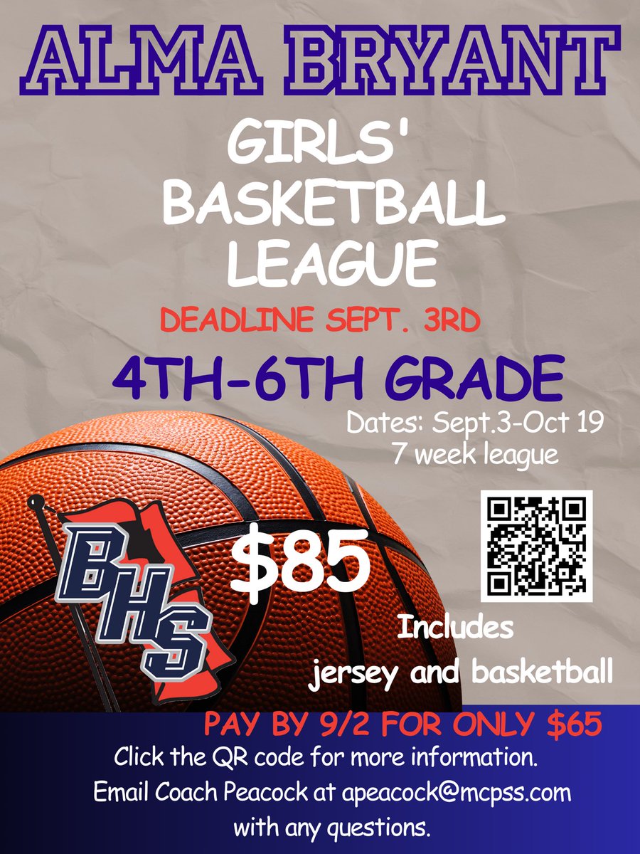 It’s that time again! How many little girls can we get in our youth league program this year? Help spread the word to all our 4-6th grade girls!🏀🌀🏀🌀