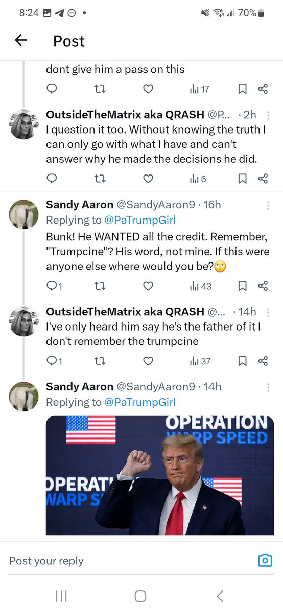 Skriptkeeper17's tweet photo. Maybe they think if I mention them they will get more views on their posts. 
Remember when she never doubted Trump. 
Now she tells @realDonaldTrump what to do. 
Reminds me of the Lincoln project and The Club for No Growth https://t.co/1oNFDfEXKU