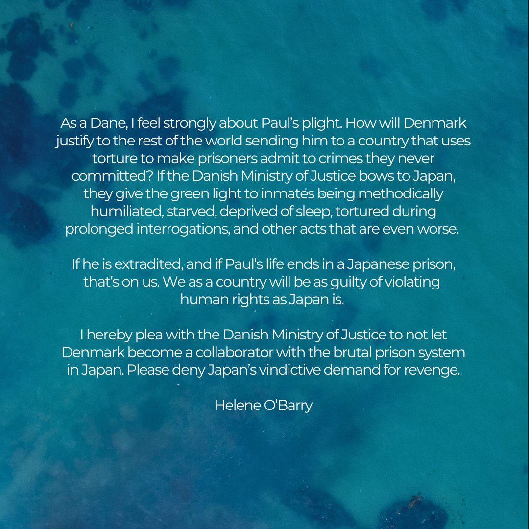 Dolphin_Project's tweet photo. Please continue to contact the Minister Hummelgaard. Ask him (politely) consider the fate of Paul Watson, and to DENY the request from the Japanese government to hand him over. ⁠
Call +45-72268400⁠
Email: jm@jm.dk https://t.co/CT9yvnPprD