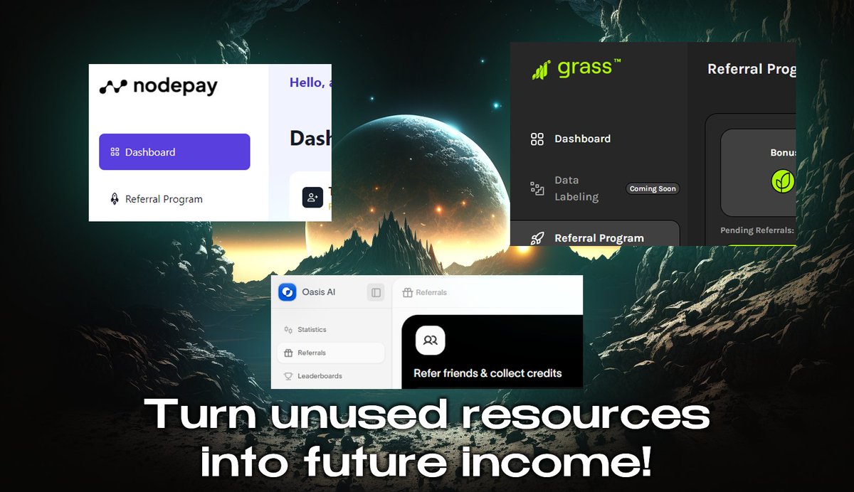 If you have unused resources on your Laptop / PC such as internet, CPU/GPU, turn them into future income, earning early credits:

-Nodepay:
app.nodepay.ai/register?ref=m…
-OasisAI:
r.oasis.ai/theforce2024
-Grass:
app.getgrass.io/register/?refe…

<a href="/PulsarStarknet/">ᕈulsar on Starknet</a> send 100000 MEX to 100 reactions