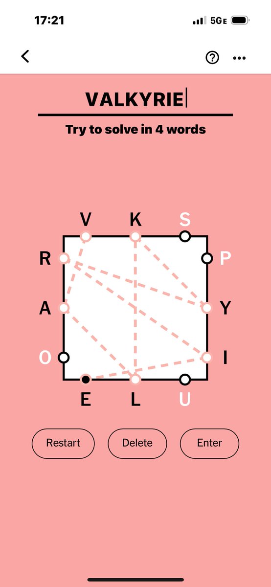 imoghoul's tweet photo. @NYTGames This is from Wednesday, but Valkyrie is a word. The Letter Boxed game did not let me use it. https://t.co/oremvTUpem