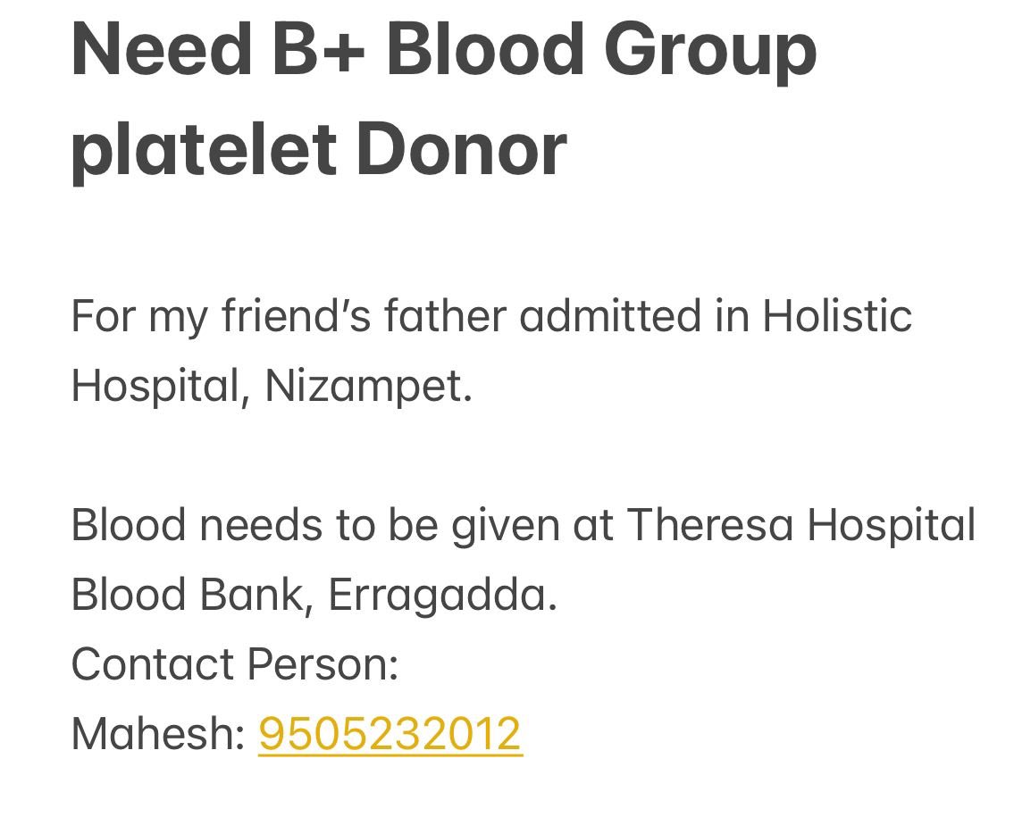 iamur_Sunny's tweet image. Blood needed.

#Urgent #BloodRequired @hydblooddonors @BloodDonorsIn