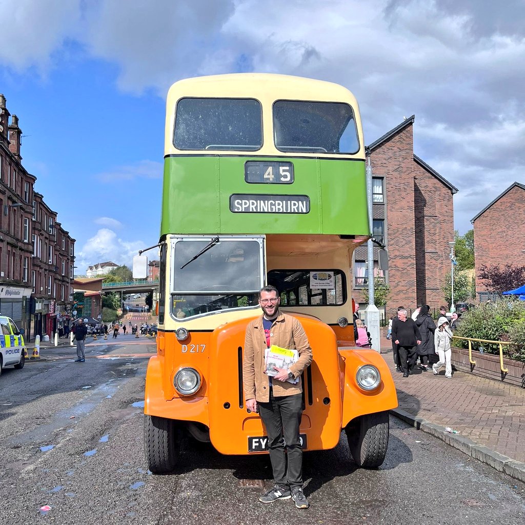 PaulJSweeney's tweet image. We're all aboard the 45 bus to Springburn on my heritage tour for the annual Springburn Street Festival!