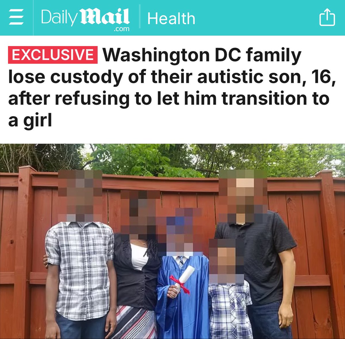 A military family had their 16-year-old autistic son taken from them, because they refused to transition him.

The boy went to Children’s National Hosptal in DC after self-harming, folowing a breakup with his girlfriend. The hospital decided he had gender dysphoria, used