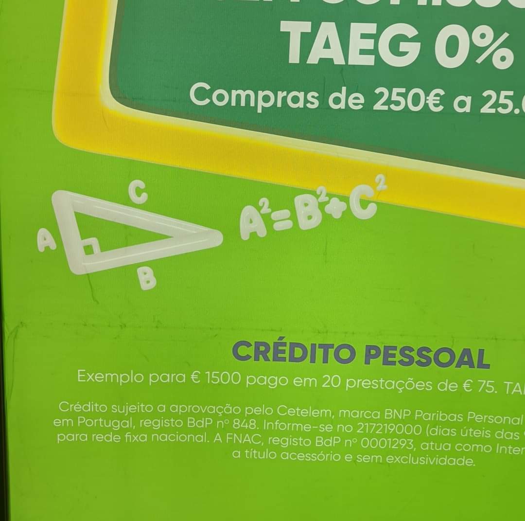 Este anúncio está mesmo bem pensado para o público alvo a que se destina. É preciso não perceber muito de matemática para achar um crédito pessoal uma boa ideia