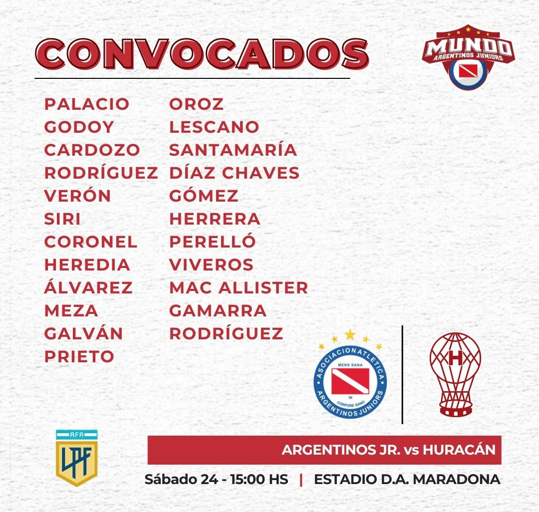 losdtonados's tweet photo. CONVOCADOS ARGENTINOS JUNIORS FECHA 12

#Convocados #Concentrados #Futbol #Jugadores #Fecha12 #LigaProfesional #CopaSurFinanzas #GDT #GranDT #LosDTonados #DTonados #Streaming #Stream #Twitch #Tw #ArgentinosJuniors #Argentinos #Bicho @AAAJoficial https://t.co/53gueDqsPk