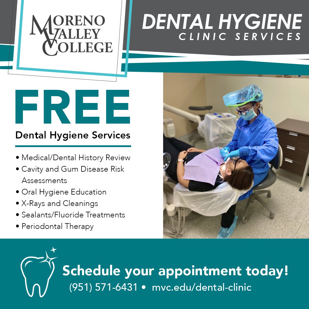 Need low-cost dental services? MVC's dental clinic offers affordable preventative care for your oral hygiene needs. Plus, you help train the next generation of dental hygienists and dental assistants. Fall hours are Monday and Wednesday, 9 am - Noon and 1 - 4 pm by appointment.
