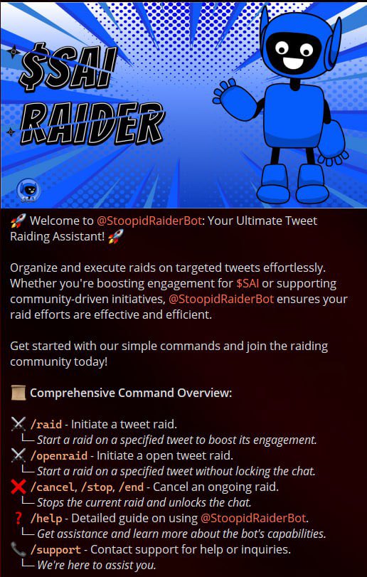 StoopidAIOnBASE's tweet image. Unveiling @StoopidRaiderBot: Streamline Your Twitter Raiding Experience

We're pleased to announce the launch of @StoopidRaiderBot, a new tool designed to help the $SAI community engage more effectively on Twitter.