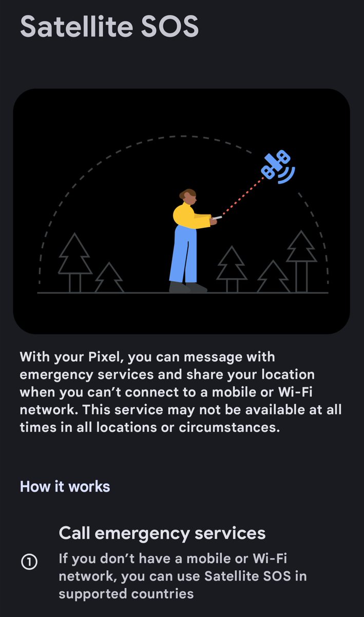 iamwaynegilbert's tweet image. After a few hours of owning the #Pixel9ProXL this pops up. #SatelliteSOS 🛰️ #CoolFeature ✅  #TeamPixel 👍