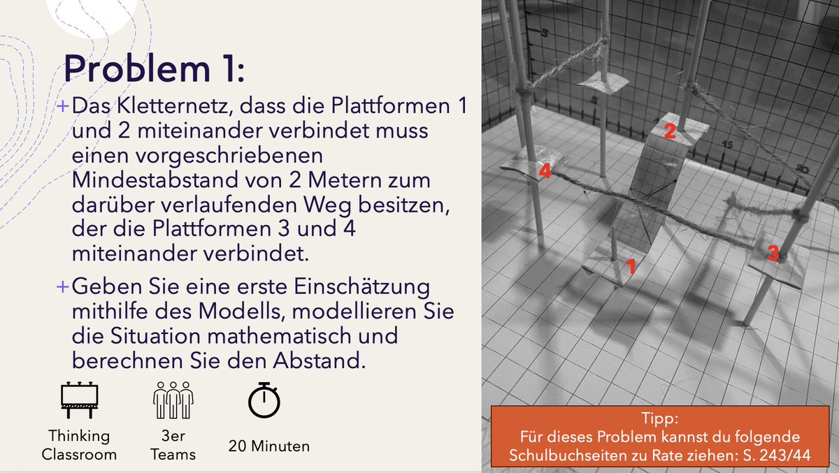 S_Teach_fan's tweet photo. Projektorientierung im #mathematikunterricht
Mein LK muss die TÜV Abnahme in einem Kletterwald übernehmen, dabei werden sowohl haptische Modelle erstellt, eine #geogebra Programmierung angefertigt und diverse Probleme der anal. Geometrie gelöst
#mathematikedu #twlz https://t.co/T3v8IKuBlR