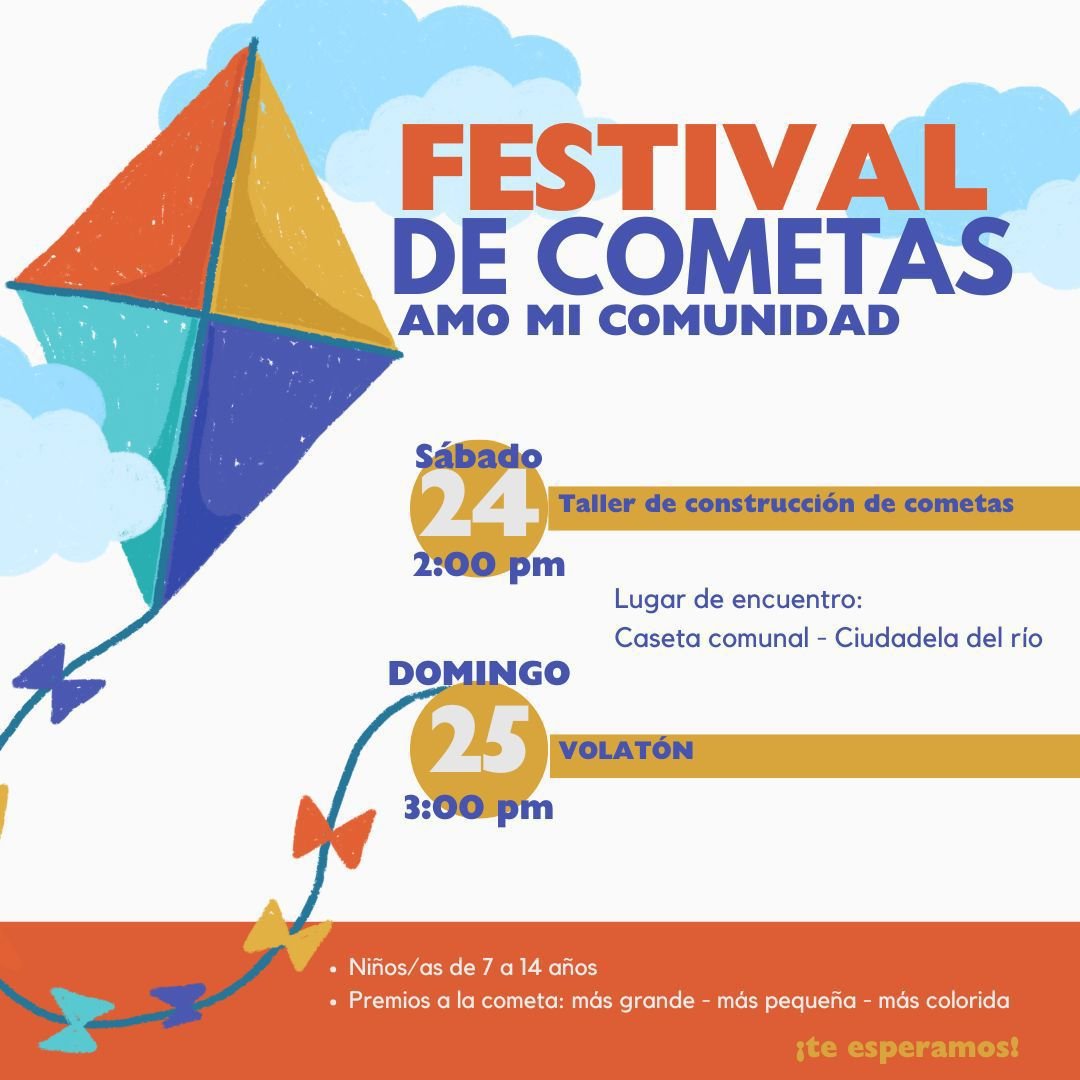 ¡En Cali no olviden el plan de este fin de semana! Festival de Cometas: Amo mi comunidad. 

Hoy a las 2pm taller de construcción de cometas.