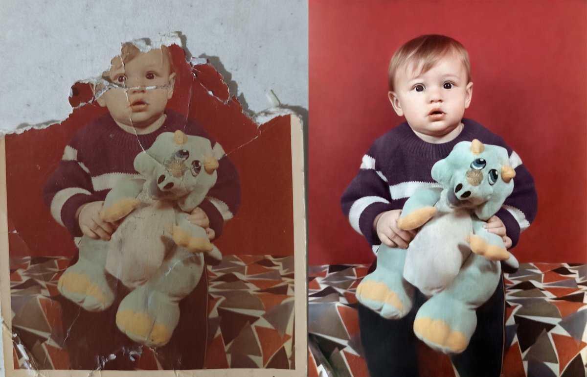 colorizationPh's tweet image. Restoration of a missing part of the photo. Light and color correction were also done.
#colorizephoto #photorestoration