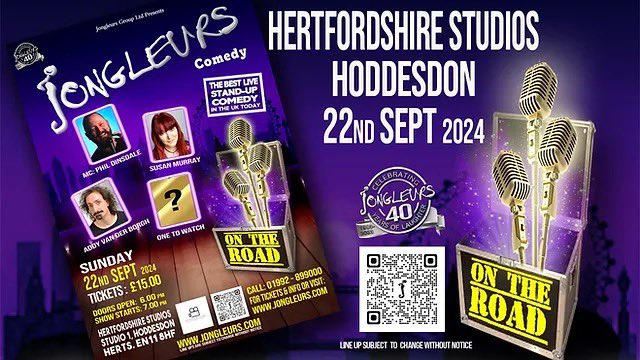 Jongleurs Group Ltd (@jongleurs) on Twitter photo Hertfordshire Studios presents Jongleurs Entertainment. A hilarious night of entertainment. Featuring <a href="/phildins/">Phil Dinsdale</a> Addy Van DeBorg and Susan Murray plus #onetowatch tickets available by clicking the link. jongleurs.com/shows/jongleur… Hertfordshire Studios presents Jongleurs Entertainment. A hilarious night of entertainment. Featuring <a href="/phildins/">Phil Dinsdale</a> Addy Van DeBorg and Susan Murray plus #onetowatch tickets available by clicking the link. jongleurs.com/shows/jongleur…