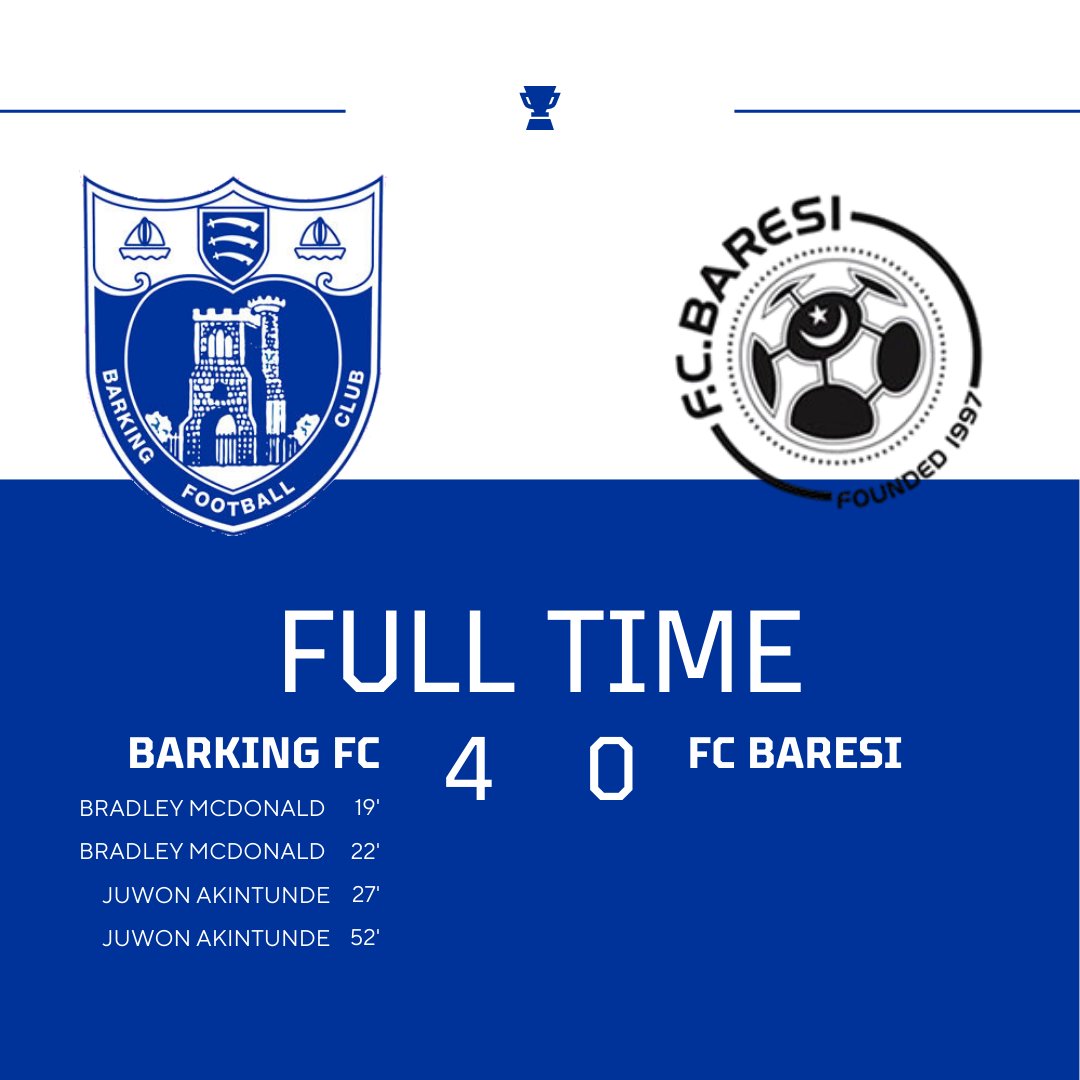 A great win for the boys today in the FA Vase - we will face <a href="/takeley_fc/">Takeley_FC</a> in the next round!

Best of luck to <a href="/Fc_Baresi/">Fc Baresi</a> for the rest of the season.