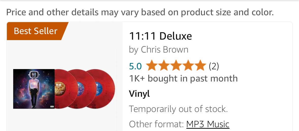 ThereGoTerry's tweet photo. Target (Sold Out)
Walmart (Sold Out)
Amazon (Sold Out)
Barnes &amp; Noble (Sold Out)
Best Buy (Sold Out)
Official Website (Sold Out)

11:11 by Chris Brown IS a classic!! Stop playing with this man!! 💜🫶🏾✨ https://t.co/BYobgQ0J34