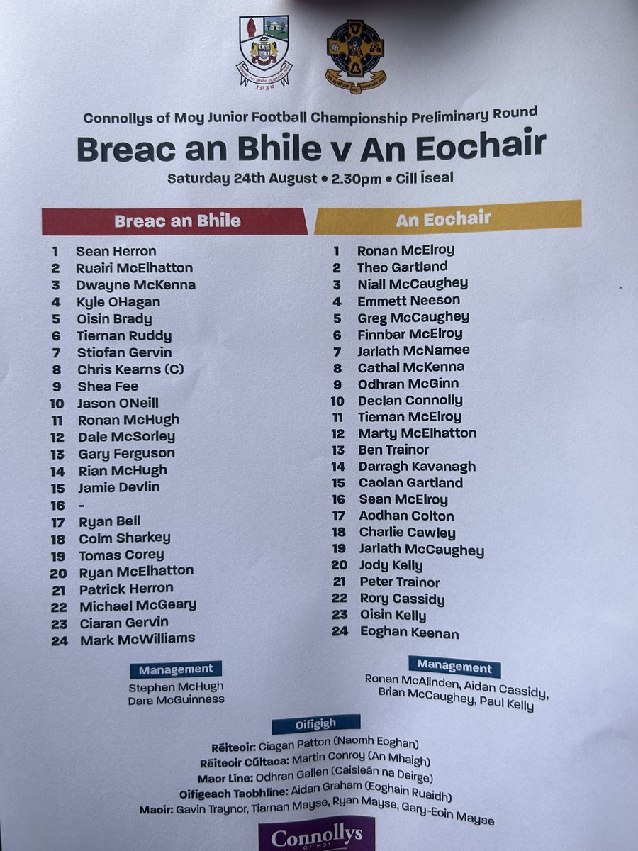 All ready to go here in Killeeshil for the preliminary round of the Junior Championship⚫️🟡