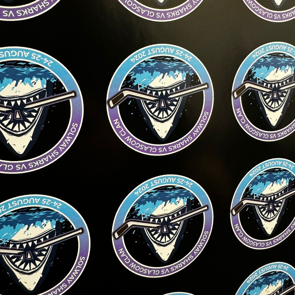 It’s gameday for the <a href="/solwaysharks/">Solway Sharks Ice Hockey Club</a> and @clanihc 🏒 

We designed and produced their puck stickers for their limited edition merchandise this weekend! 

Are you Team Finn or Team Clangus? 👀

📧 info@cre-8-ive.co.uk