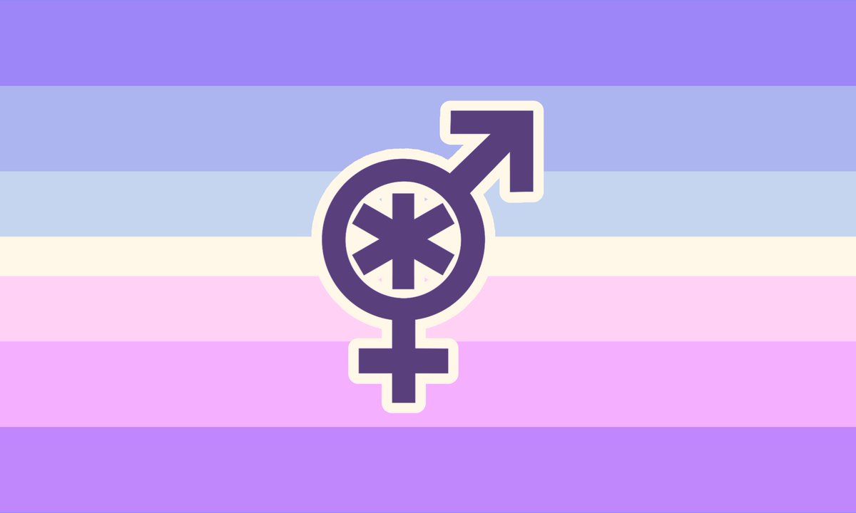 nonbinary manwoman/boygirl or enboygirl :
refers to someone who identifies both as a manwoman ( or a man and woman / boy and girl ) and as non-binary !!
coining I think ?? not sure if it was done before but here's my flag + symbol anyway
#flagtwt