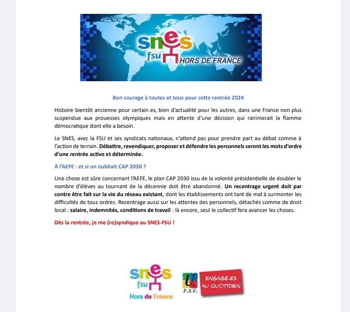 SNES-FSU hors de France tweet media